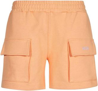 Msgm Katoenen Elastische Taille Shorts Vrouwen - Dames - Bermuda - Oranje - M - Katoen - Korte Broeken