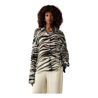 Patrizia Pepe Camicia trasparente zebrata - - Blouses & Shirts - Donna - Nero - XS