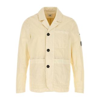 C.P. Company Light Jackets, male, Yellow, Size: L Cotton Blend Blazer