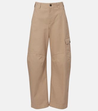 Brunello Cucinelli Pantalones barrel de lona de algod&oacute;n