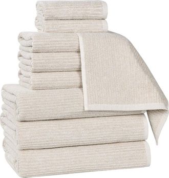 Superior Destin Medium Weight Solid Ribbed 9Pc Towel Set
