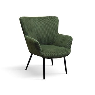 Konte Design Sill&oacute;n de tela efecto terciopelo verde y patas de metal antracita