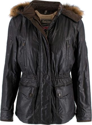 Matchless London Waxed Cotton Biker Jacket with Fur Hood Size M