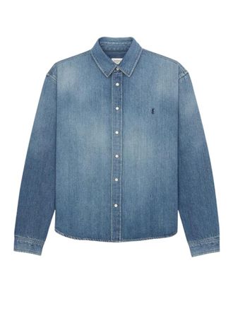 Saint Laurent Blue Regular Logo Shirt