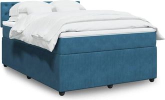 vidaXL Cama Box Spring Con Colch&oacute;n Terciopelo Azul 160x200 Cm Vidaxl