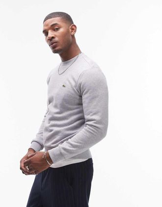 Lacoste Essentials - Felpa grigia con logo-Grigio