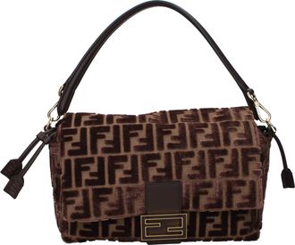 Fendi Damess Handtassen Mamma Baguette Stof Bruin/Chocolade