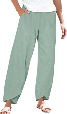 Generic Womens Linen Blend Beach Sarong Pants, Convertible Wrap Style for Island Hopping & Snorkel Excursions Green