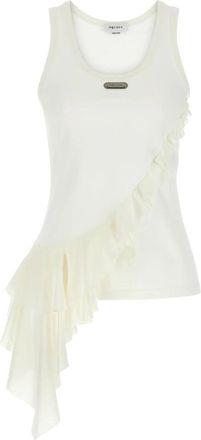 Alexander McQueen Asymmetric Ruffle Tank Top - Dames - Tops zonder mouwen - Wit - S - Katoen - Tops
