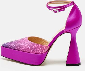 Mach & Mach Pink Satin Galaxy Crystalized Platform Pumps