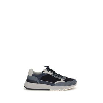 Brunello Cucinelli Blue Calf Leather Bos Taurus Athletic Mens Sneakers