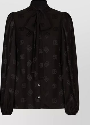 Dolce & Gabbana logo silk shirt with bow tie neck