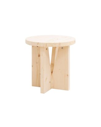 Deco Wood Mesita de noche de madera maciza en tono beige 40x40cm