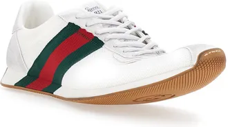 Gucci Mens Sneakers Tempo White Leather And Fabric Trainers