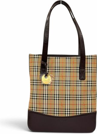 Burberry Beige Brown Leather Shoulder Bag Tote Bag (Pre-Owned)