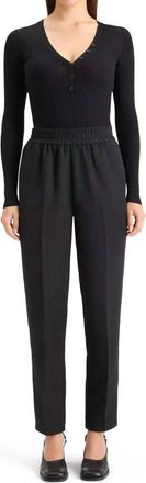 Scotch & Soda Figure Hugging Ribbed Sweater In Black