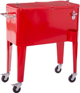 LOLAhome Nevera porta hielo para barbacoa de acero roja de 56 litros
