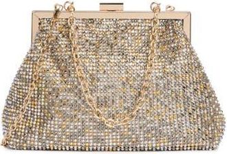 Jessica McClintock Sierra Rhinestone Embellished Chain Clutch in Light Multi Metallic at Nordstrom Rack