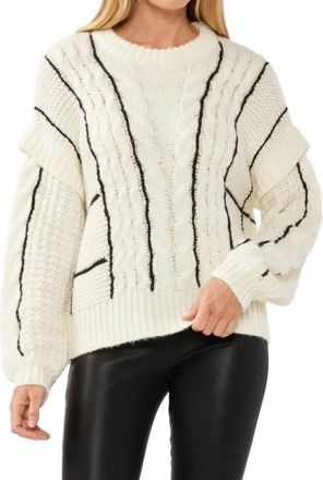 Lovestitch Drop Shoulder Crewneck Sweater In Cream/black