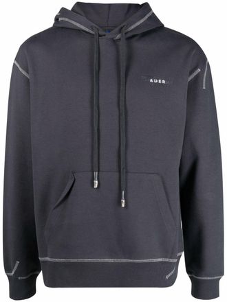 Ader Error hooded jersey sweatshirt - men - Cotton/Polyester - 1 - Grey