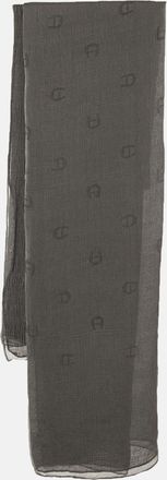 Aigner Grey Logo Print Crinkle Silk Scarf