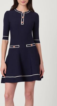 Shoshanna Embellished Knit Weston Dress in Navy at Nordstrom, Size X-Large