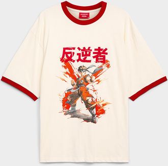 Redefined Rebel Mens Anime graphic ringer T-shirt
