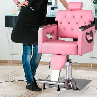 Costway Costway Styling Salon Chair Adjustable Swivel Barber Chair in Pink