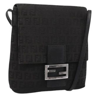 Fendi Pre-owned Vintage Zucchino Canvas Shoulder Bag - Dames - Pre-owned - Zwart - Maat: ONE Size Leer