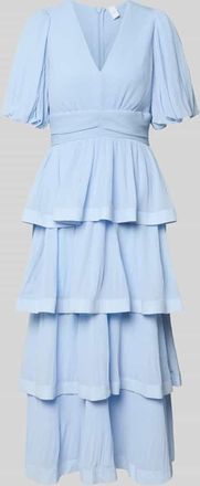 Vero Moda Midikleid in R&uuml;schen-Optik Modell Plira in Hellblau, Gr&ouml;&szlig;e 34