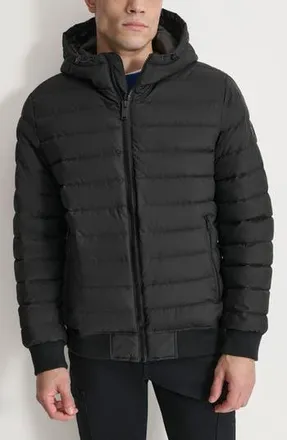 DKNY Rubberized Front Zip Puffer Jacket in Black at Nordstrom Rack, Size Xx-Large