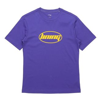 Li-Ning Alphabet Printing Solid Color Round Neck Short Sleeve Couple Style Purple AHSQ412-6