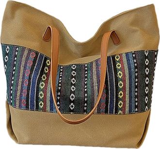 Generic Travel Vintage Tote Bag, Beach Storage Bag, 18.14 Inches Zippered Outdoor Bags with Large Interior, Lightweight Tote Bags with Comfortable Handles, Wo