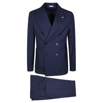 Manuel Ritz Double Breasted Suits, male, Blue, Size: 2XL Elegant Dress for Special Occasions