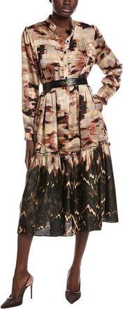Gracia Mock Neck Belted Shirtdress