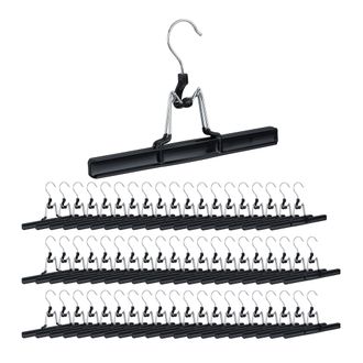 Relaxdays Pack De 60 Perchas Pantalones Y Faldas, Metal Y Pvc, 15.8 X 26 X 3 Cm, Negro