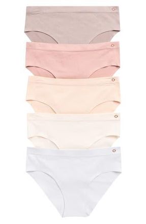 Danskin Assorted 5-Pack Laser Cut Seamless Hipster Panties in Sable Sugar/Soft Peach at Nordstrom Rack, Size X-Large