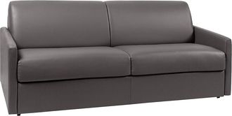 Vente-Unique Sof&aacute; cama italiano de 4 plazas de piel sint&eacute;tica CALIFE - Gris - Cama 160 cm - Colch&oacute;n 14 cm