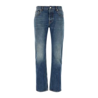 Alexander McQueen Alexander McQueen, Straight Jeans, male, Blue, Size: M Logo-print Jeans
