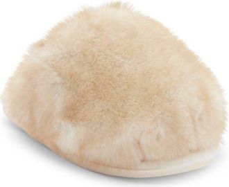Steve Madden Poof Faux Fur Slipper in Natural at Nordstrom, Size 10