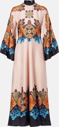 La DoubleJ Abito lungo Magnifico in seta con stampa