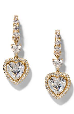 Nadri Le Bisou Halo Heart Drop Earrings in Gold at Nordstrom