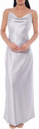 Marina Rossini Sleeveless Cowl Neck Satin Maxi Dress in Pewter at Nordstrom Rack, Size X-Large