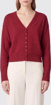 Patrizia Pepe Wool-Blend Cardigan with Sequin Embroidery and Zipped Cuffs