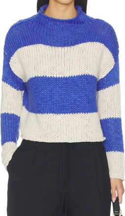 Free People Opal Rugby Sweater In Cobalt Combo