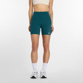 New Balance Mujer NB Harmony High Rise Short 6 en Verde, Poly Knit, Talla L