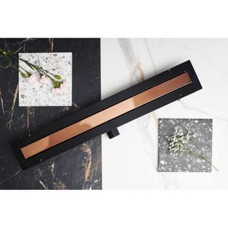 OEM Desag&uuml;e Lineal Oro Rosa Brillante - Super Bajo - Line Pro - Cromo Oro Rosa 70 Cm