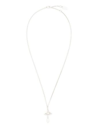 Vivienne Westwood Stylized Orb Pendant Necklace with Pearl Drop