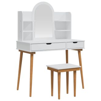 vidaXL Conjunto De Mesa De Tocador Fauske 5 Uds. Blanco Vidaxl