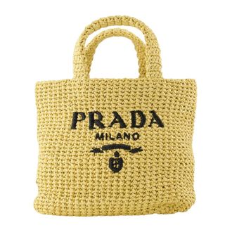 Prada Kleine Gehaakte Tote - Dames - Tassen - Beige - Maat: ONE Size Leer
